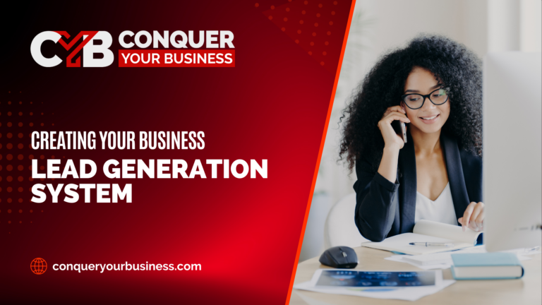 Successful business woman speaking on the phone, blog header image for Creating Your Business Lead Generation System